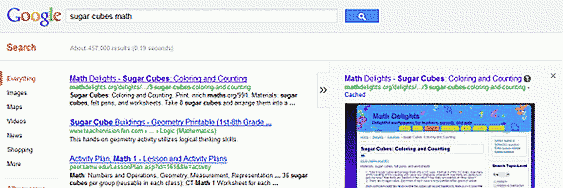 Screen shot showing cached link in a search result.