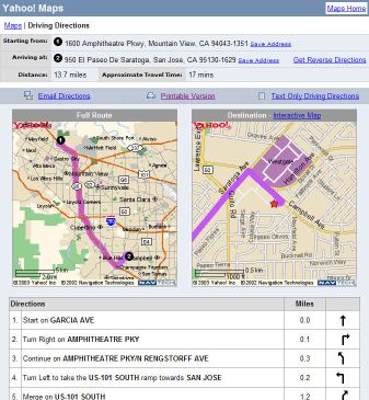 Screen shot of Mapquest driving directions.
