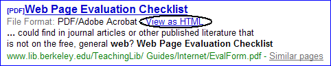 Non-HTML files can be viewed in their original forms, or as HTML or text