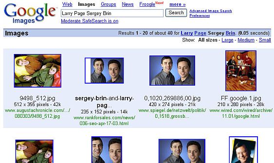 Screen shot of results from Google Image Search.