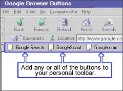 It's easy to install buttons for searching Google